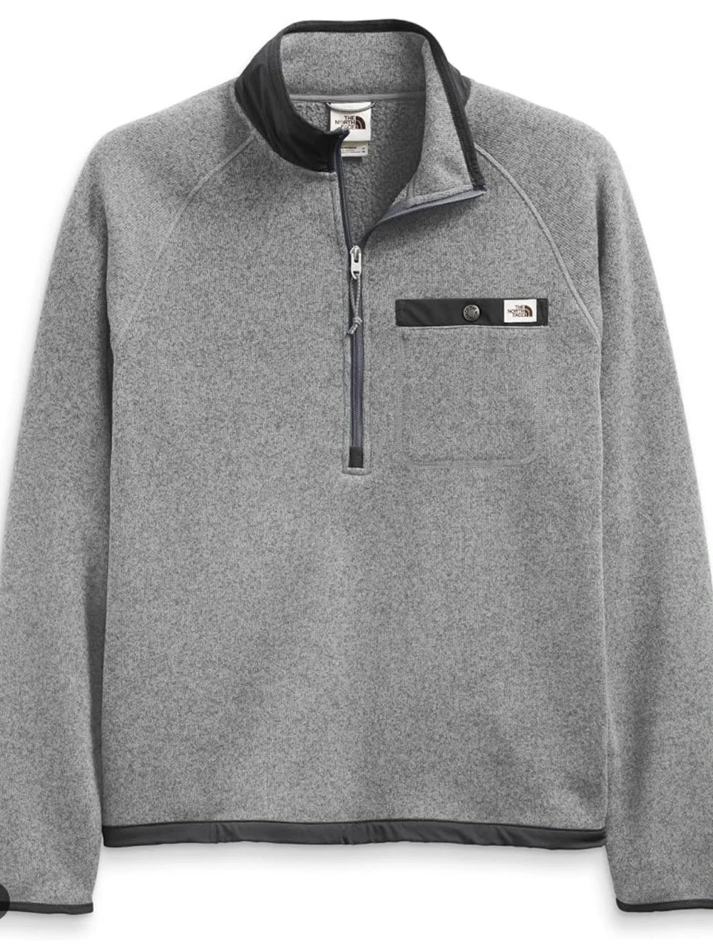 The North Face Gordon Lyons Quarter Zip Sweater Knit Fleece Pullover Gray L